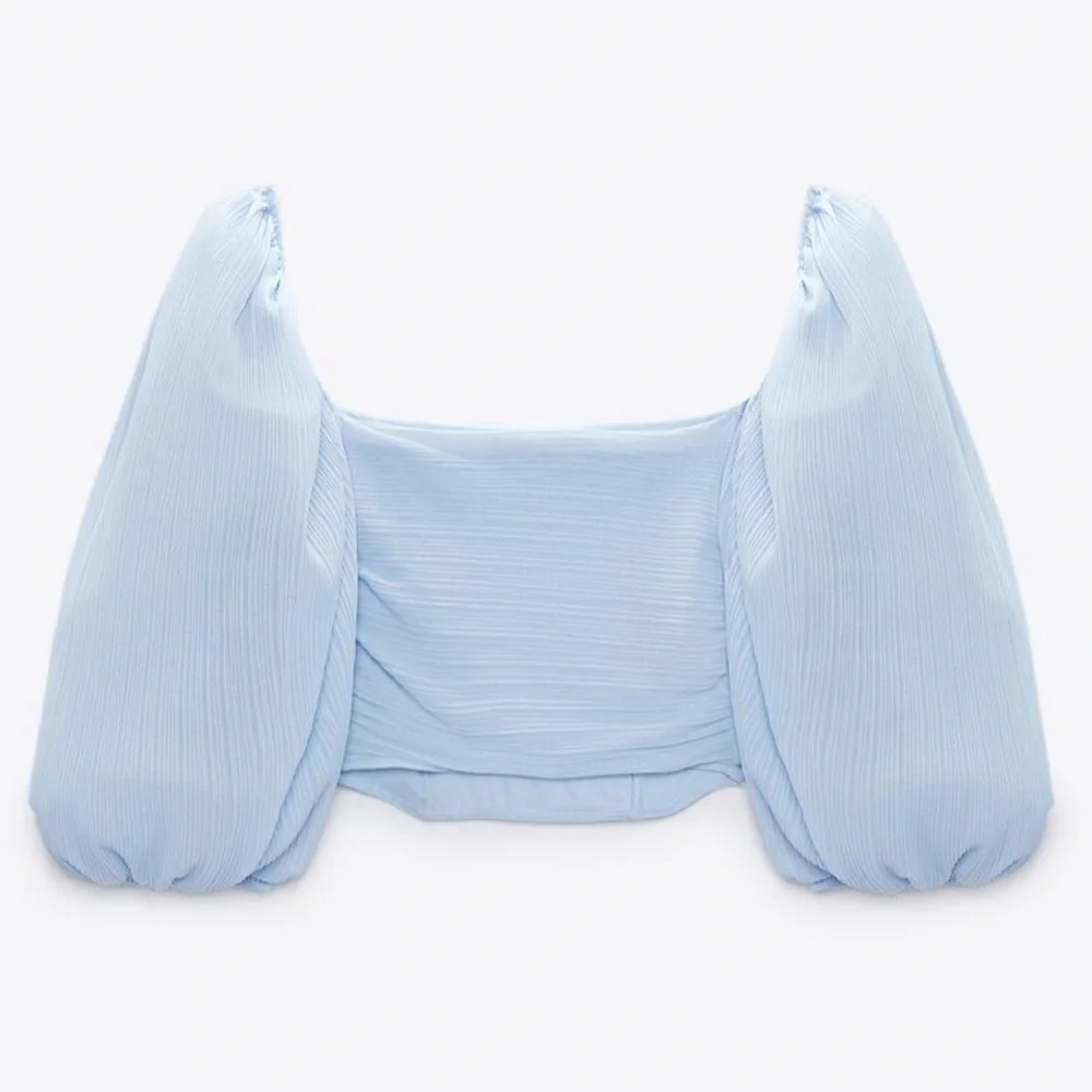 Zara Organza Top Puff Sleeve - Pastel Blue - Picture 4 of 9